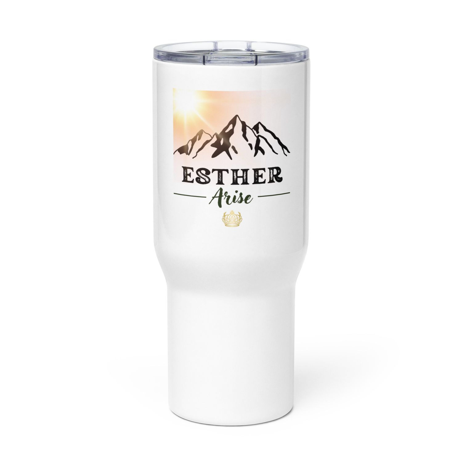 Esther Arise Travel mug with a handle 25oz or 49oz Mountain Background