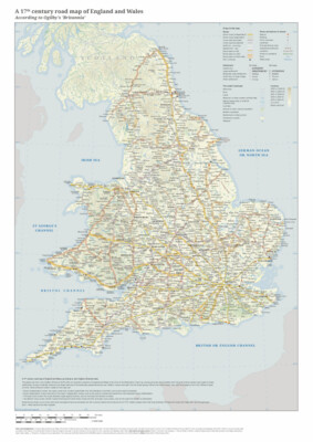 A 17th century road map of England and Wales (According to Ogilby's 'Britannia')