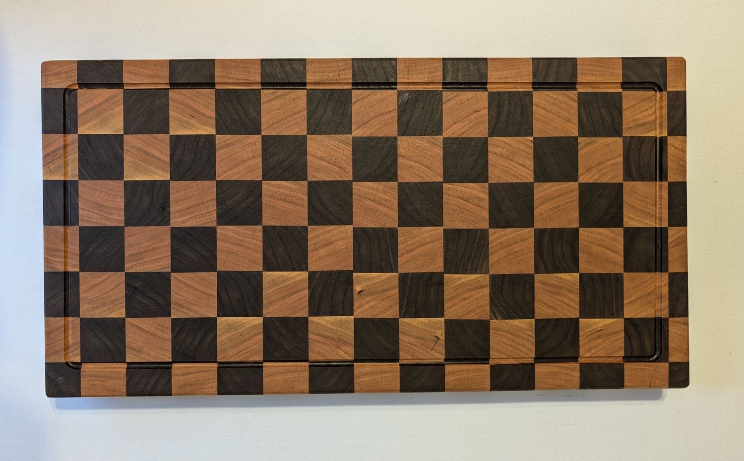 Cherry and Walnut Checkered End-Grain Cutting Board