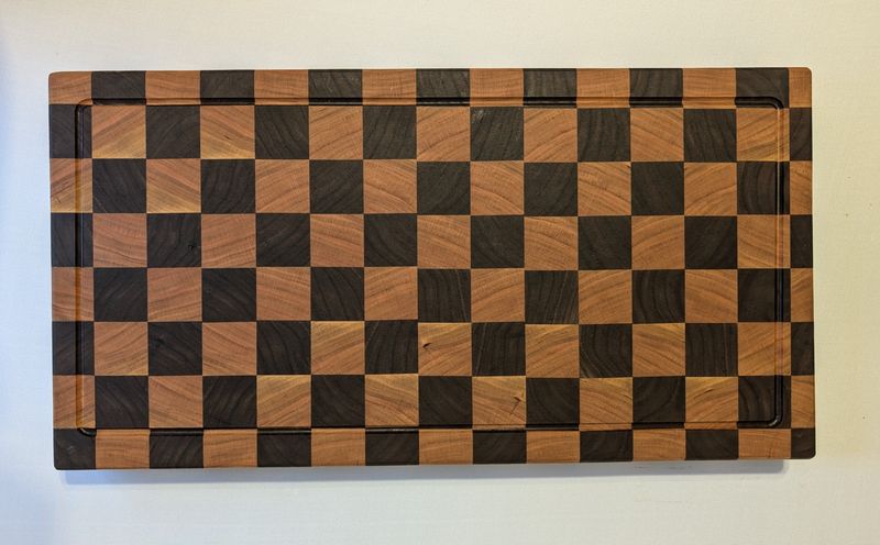 Cherry and Walnut Checkered End-Grain Cutting Board