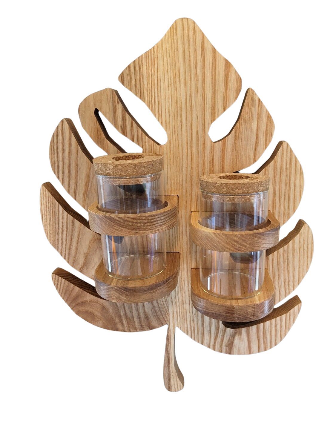 Hanging Natural Wooden Leaf Double Propagation Station