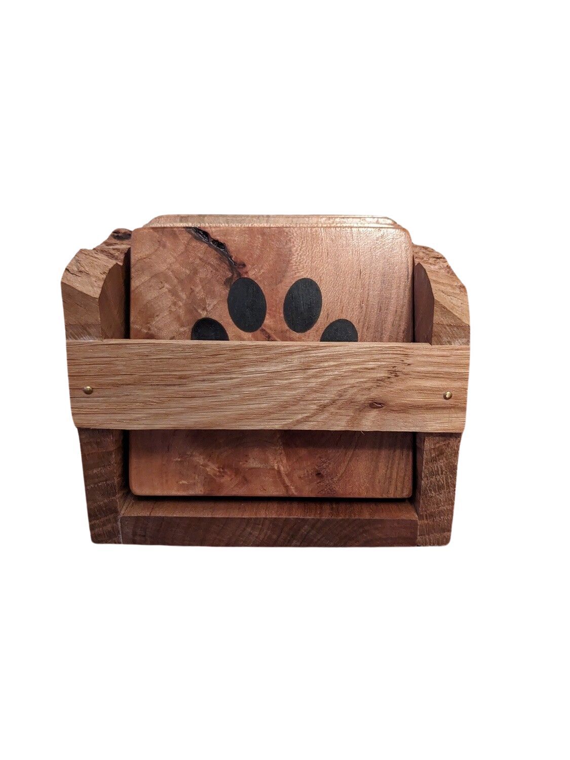 Wooden Coasters with Holder (Set of Four Coasters)