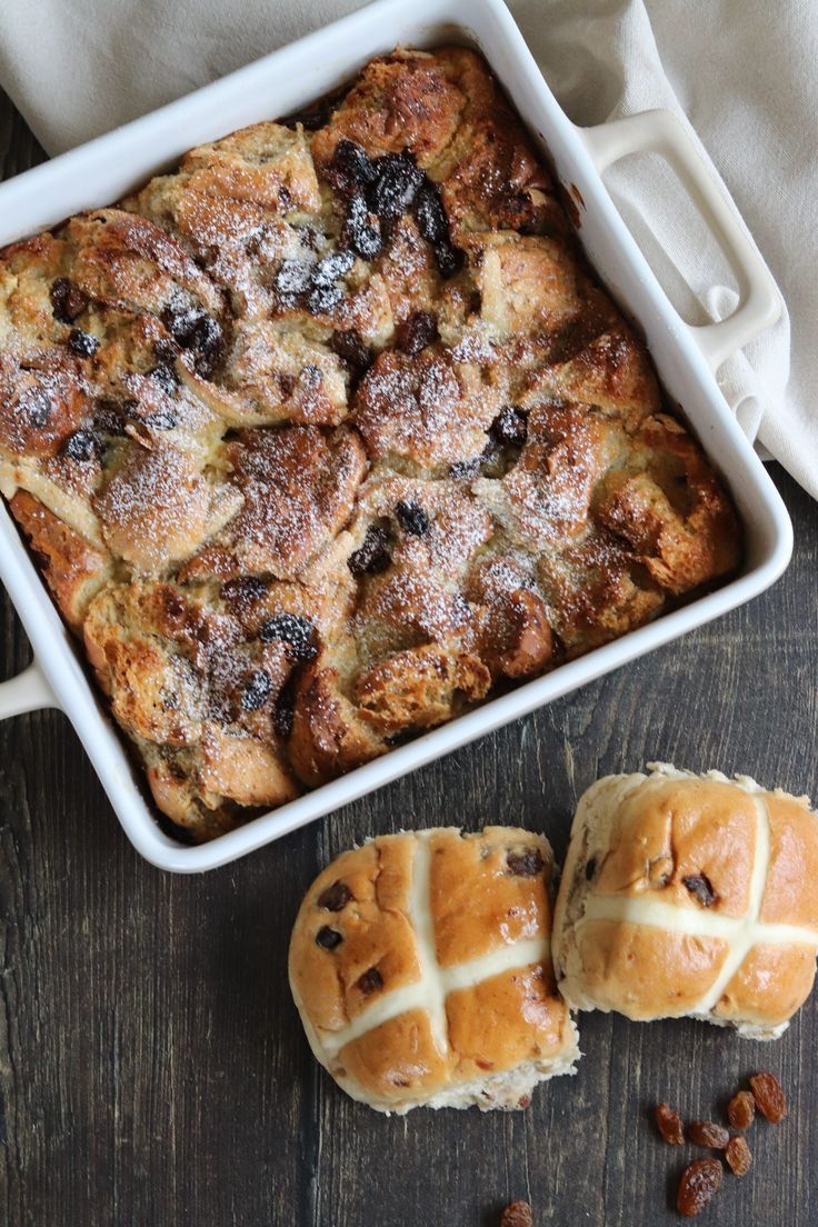 Hot Cross Bun Bread & Butter Pudding