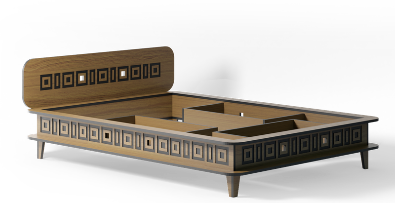 Lit NEOANTIQ - Model Greec - Chêne Rustique Lit NEOANTIQ - Model Greec - Chêne Rustique