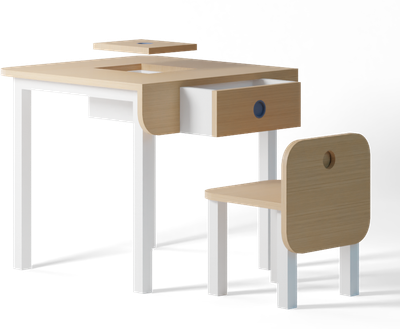 Table activités + Chaise AZERTY - Base Acacia
