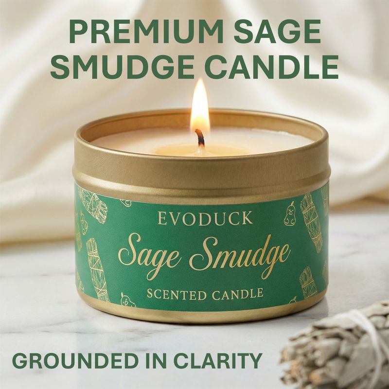 Sage Smudge Scented Candle Premium Sage Smudge to Purify, Elevate and balance energy for Meditation and cleansing 