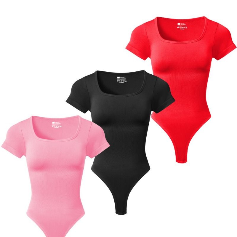 Women's Yoga Seamless Square Neck T-shirt High stretch leotard