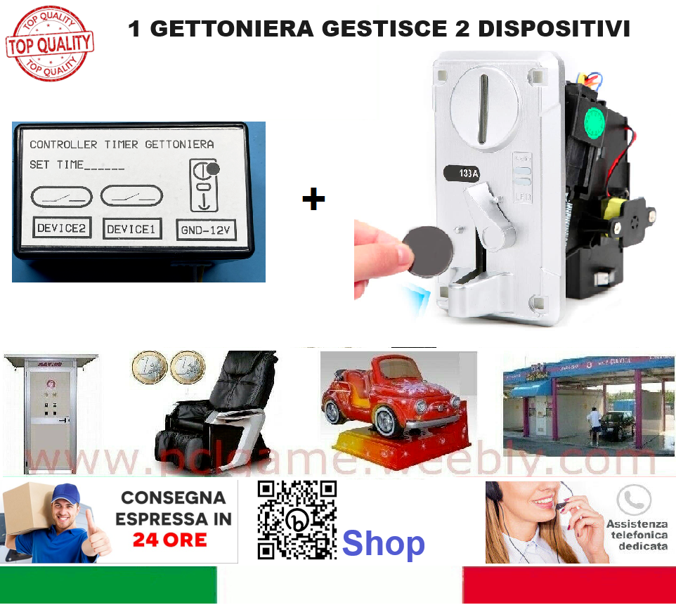 KIT TIMER DOCCIA MARE, LAVANDERIA, AUTOLAVAGGIO, 2 GETTONIERE O 1 GETTONIERA, GESTIONE 2 DISPOSITIVI