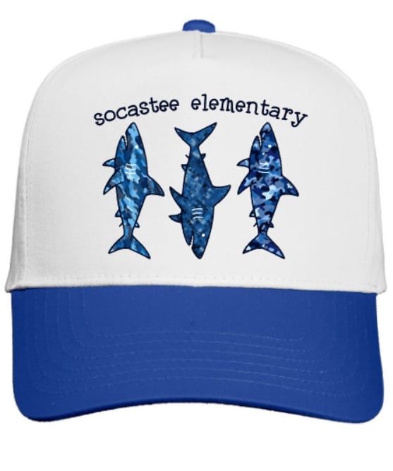HAT: White/Royal Camo Sharks
