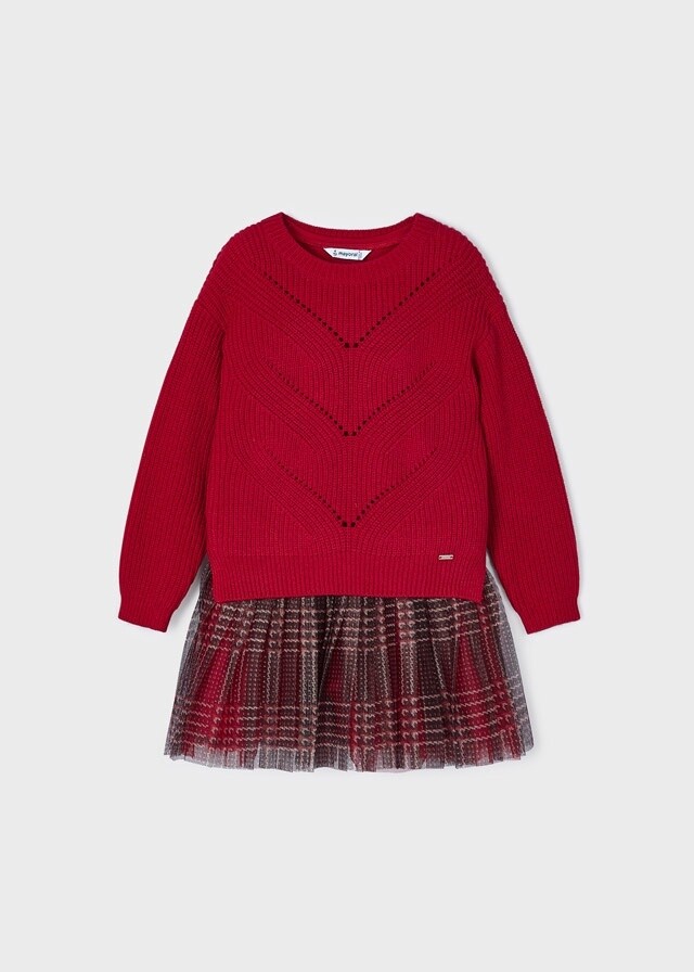 Dress with red sweater set