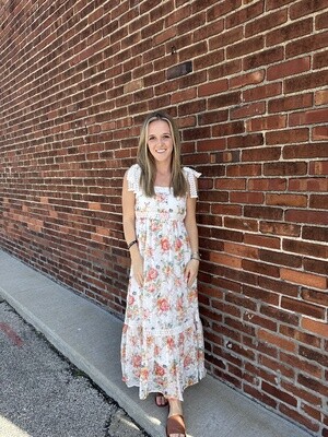 Floral maxi dress - tie sleeves