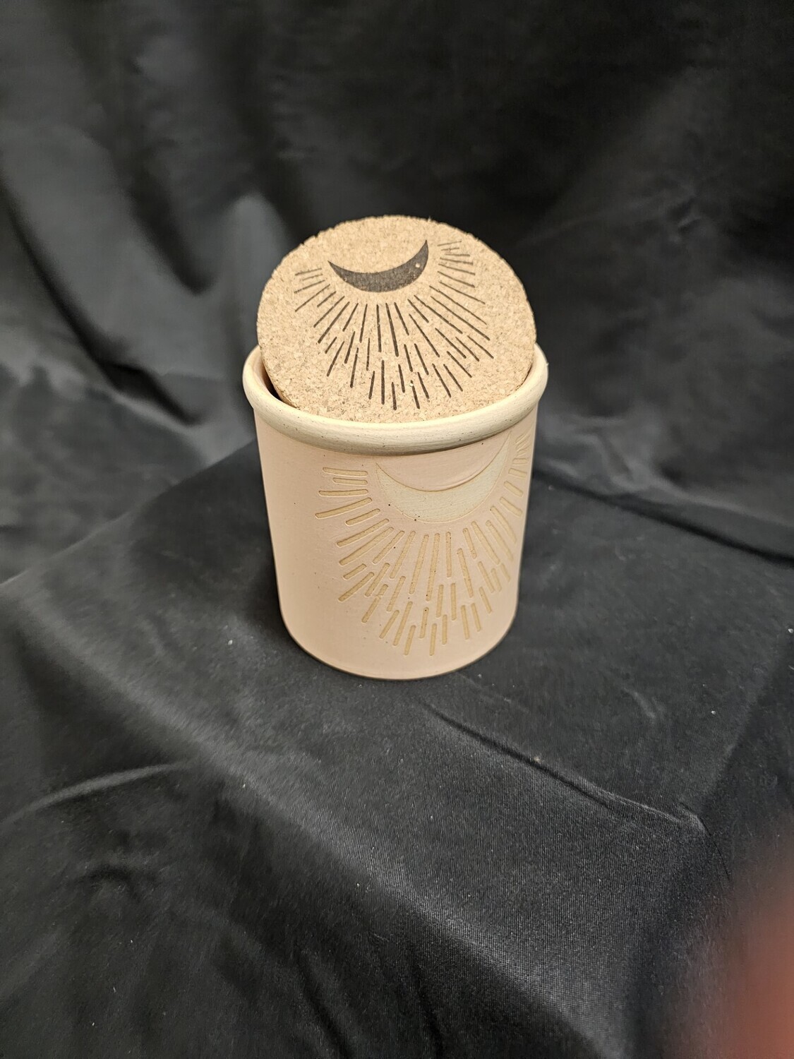 Dune 8oz. Light Pink Ceramic Vessel with Raw Ceramic Design and Cork Lid - Fragrance Wildflowers &amp; Birch