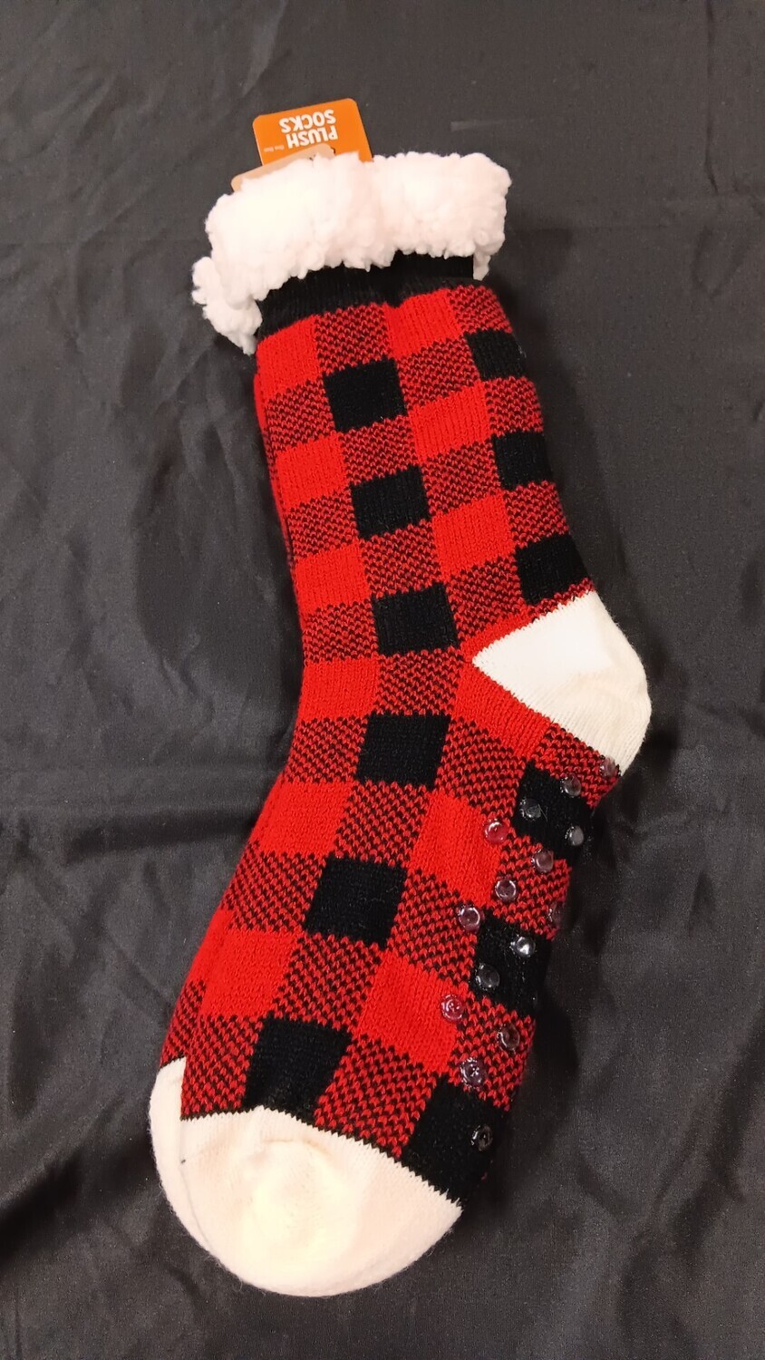 Red Plaid Plush Socks