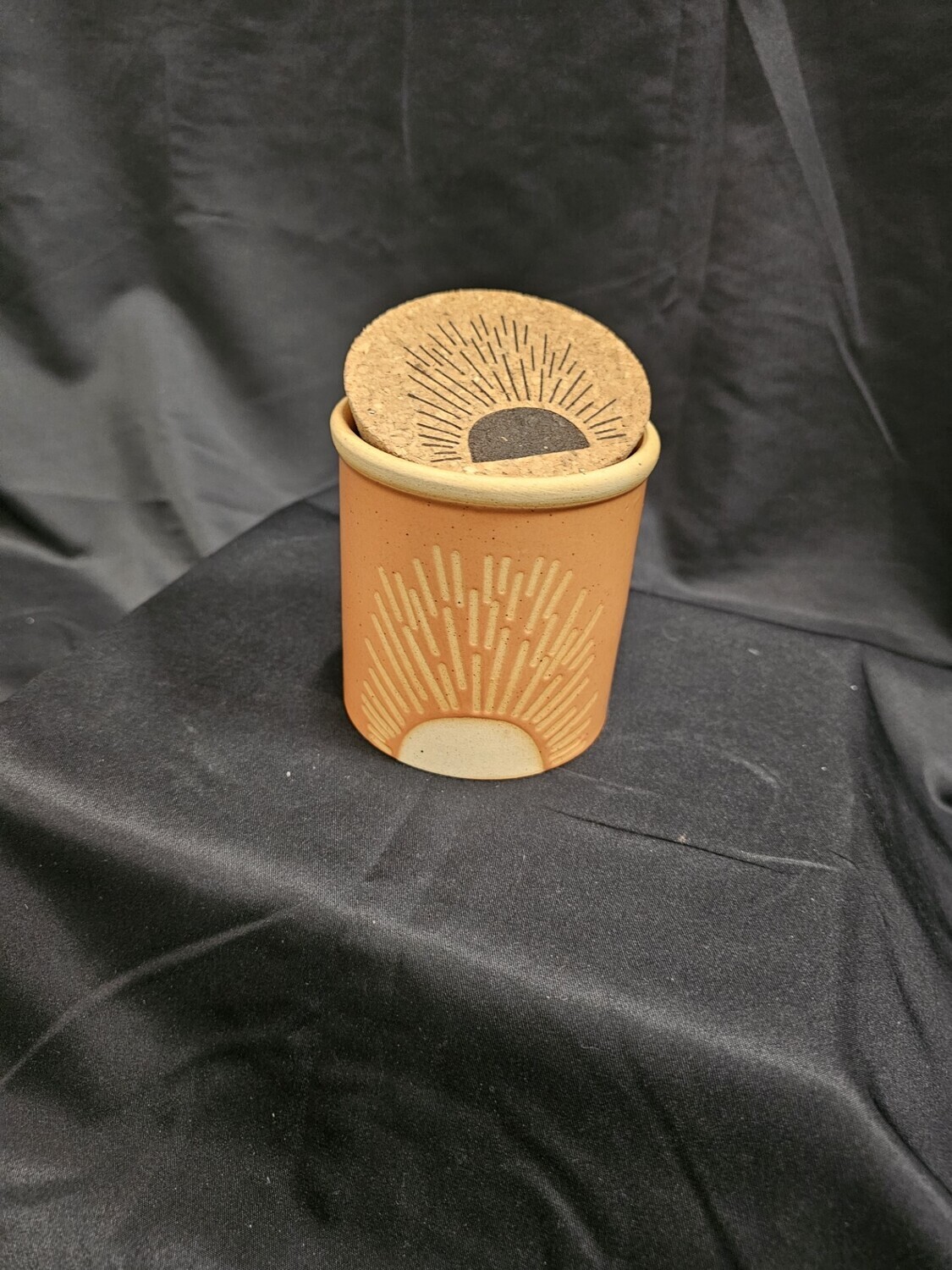 Dune 8oz. Terracotta Ceramic Vessel with Raw Ceramic Design and Cork Lid - Fragrance Cactus Flower &amp; Aloe