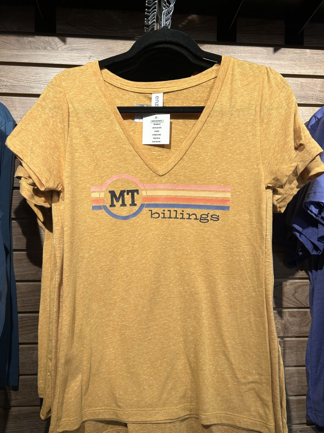 V-Neck Tee - Mustard w/ Two Letter Stripe &quot;Billings&quot; - XXL