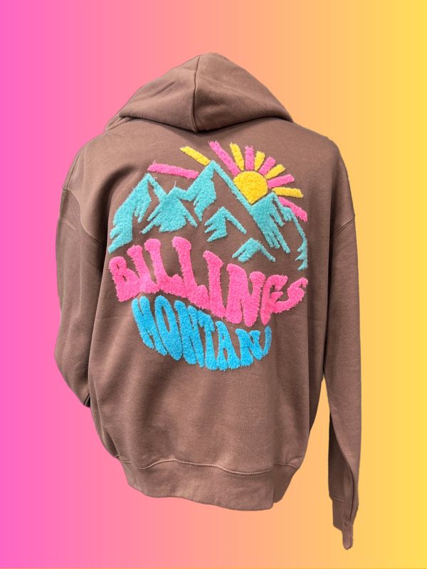 Billings Montana Fuzzy Zip-Up Hooded Jacket