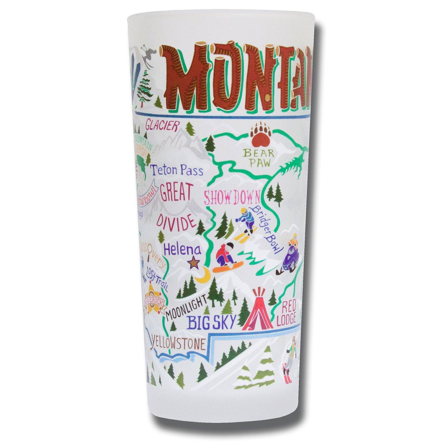 Ski Montana Frosted Drinking Glass - 15oz