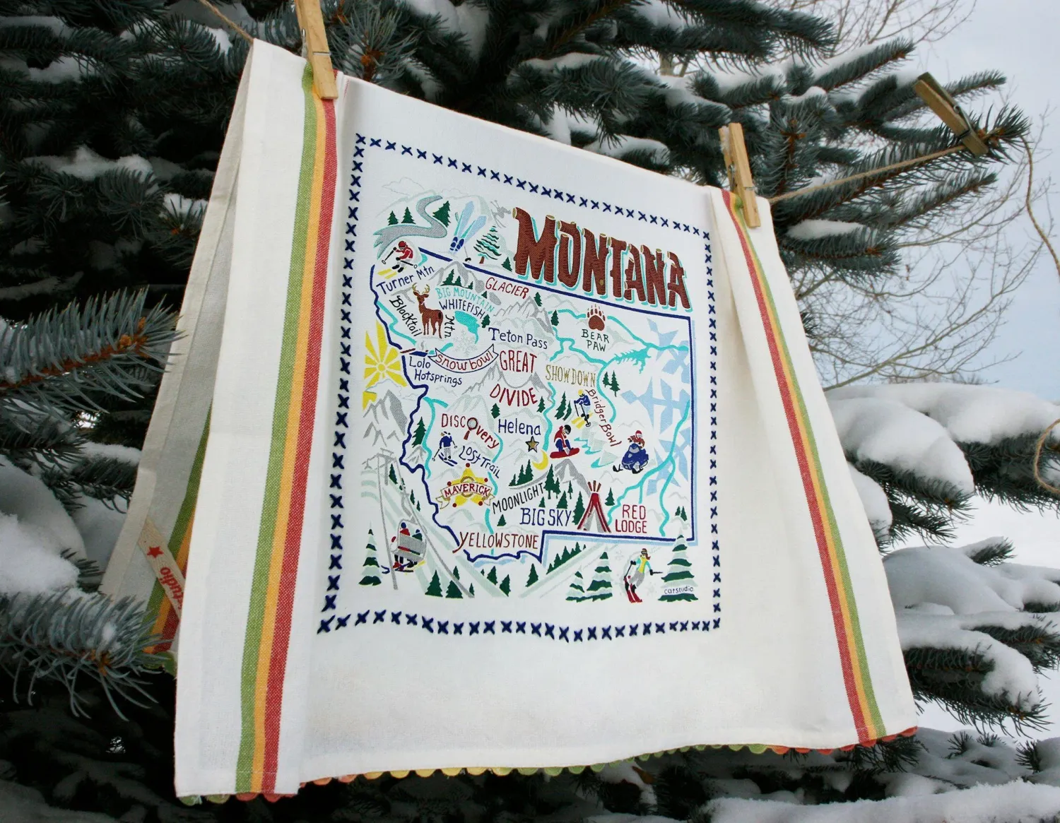 Ski Montana Dish Towel