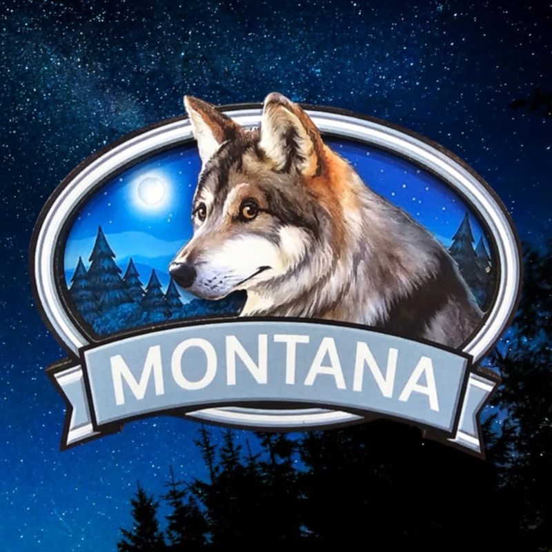 Montana Wolf Wooden Magnet