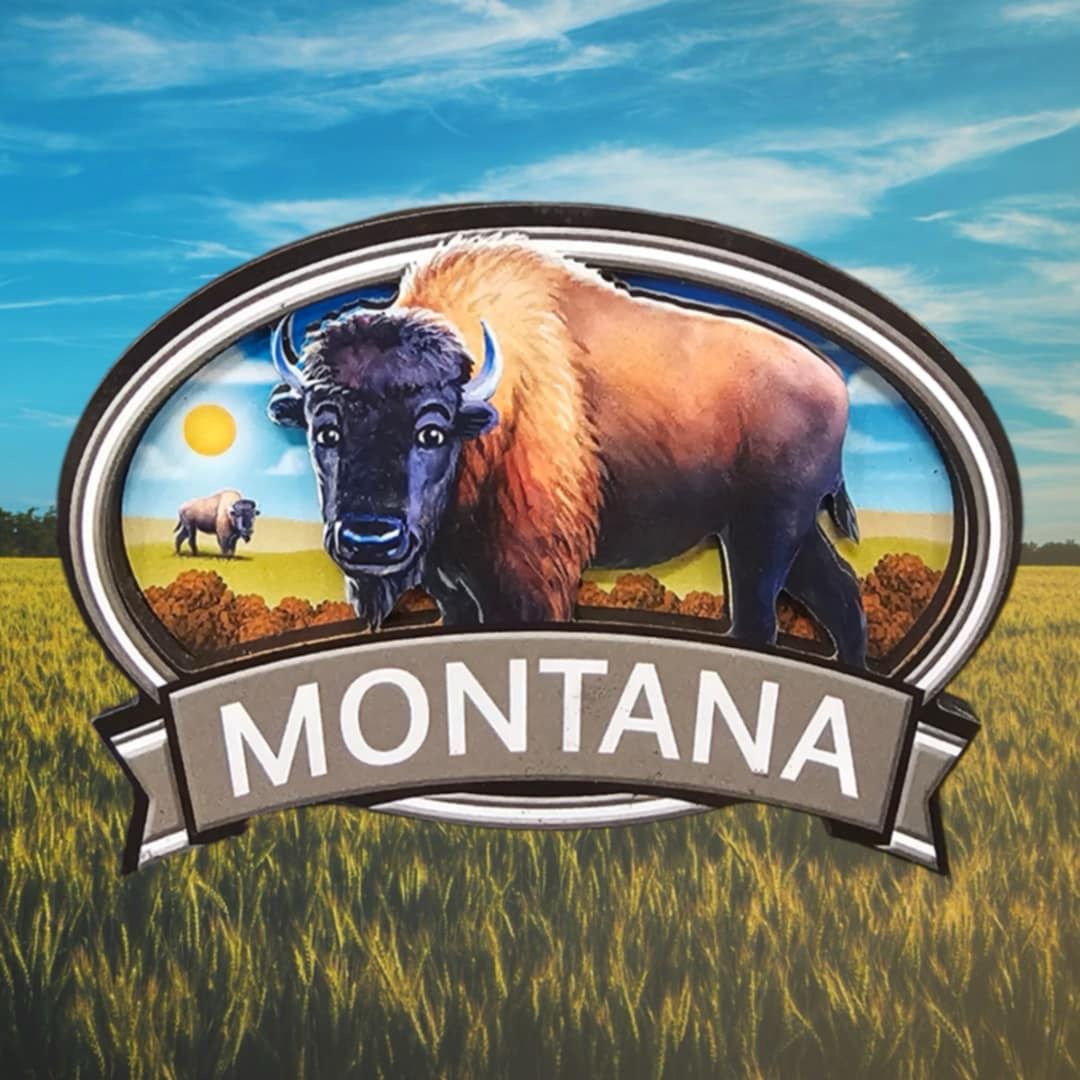 Montana Bison Wooden Magnet