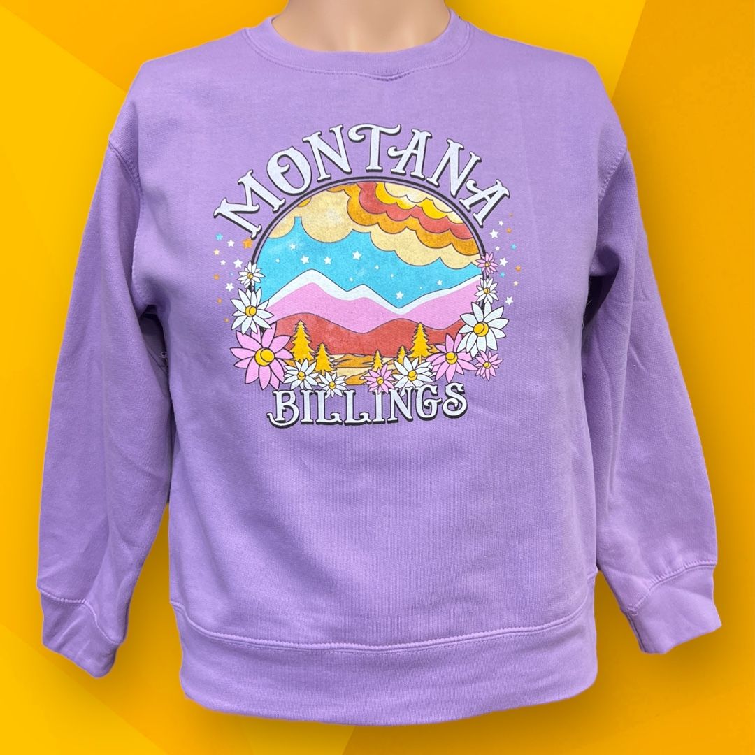 Youth Lavender Pastel Mountain Sweatshirt