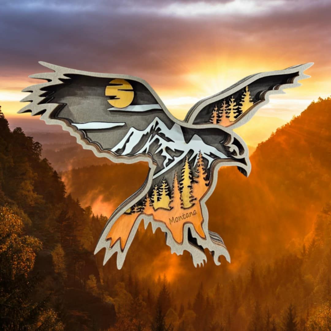 Hawk 3D Layered Wood Art