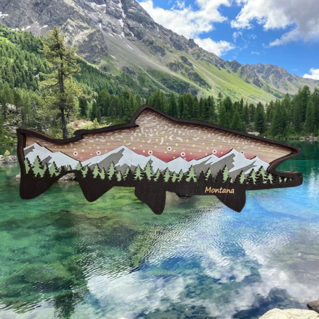 Trout 3D Layered Wood Art