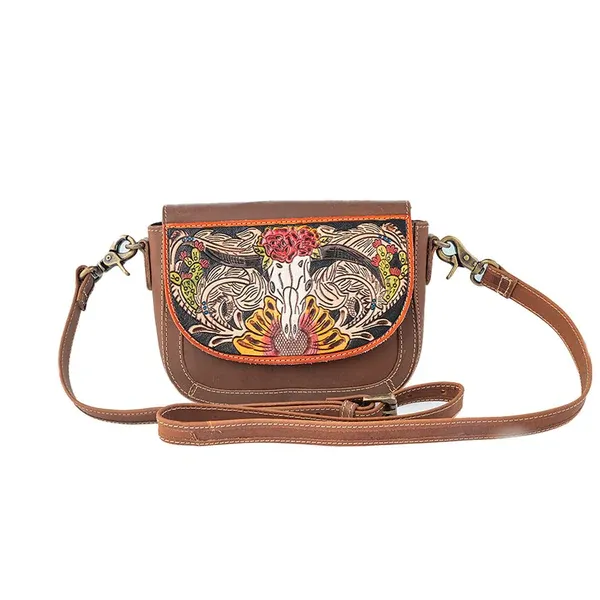 Winds of the Rose Hand-Tooled Leather Bag