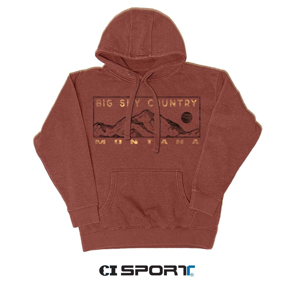 Big Sky Country Montana Throwback Hoodie, Size: 3XL, Color: Rust