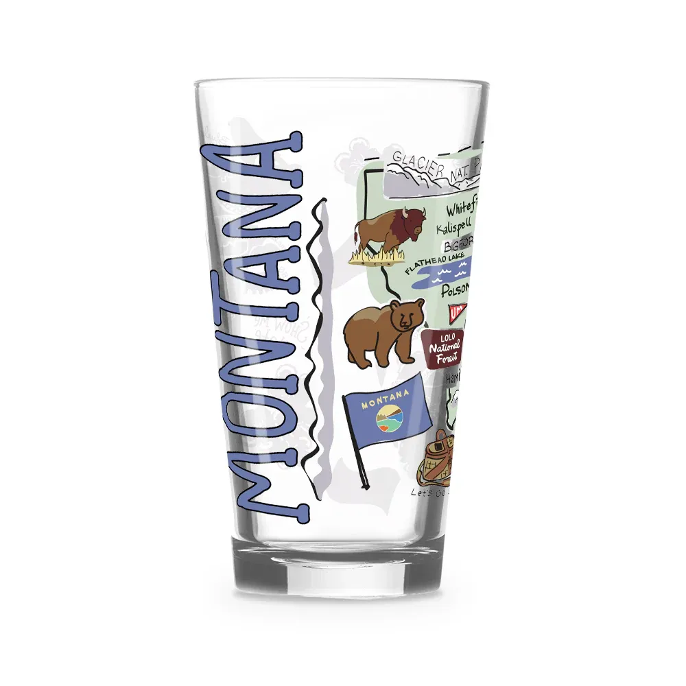 Fish Kiss Montana 16oz Glass