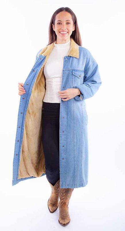 Scully Women&#39;s Long Sherpa-Lined Denim Jacket