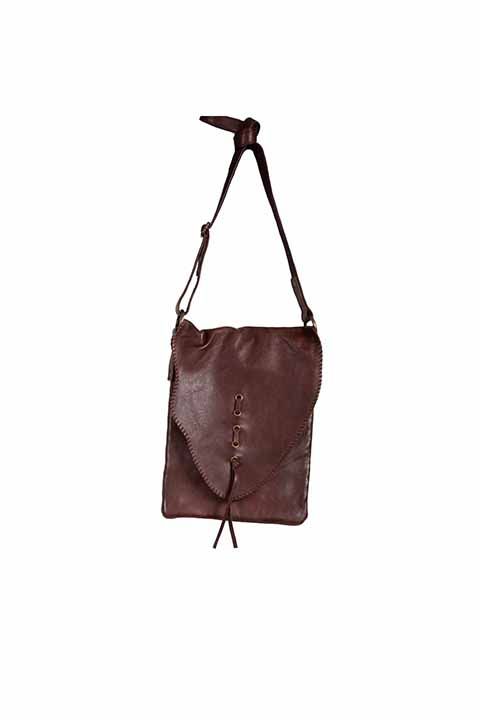 Scully Stitched Edge Chocolate Soft Leather Crossbody Handbag