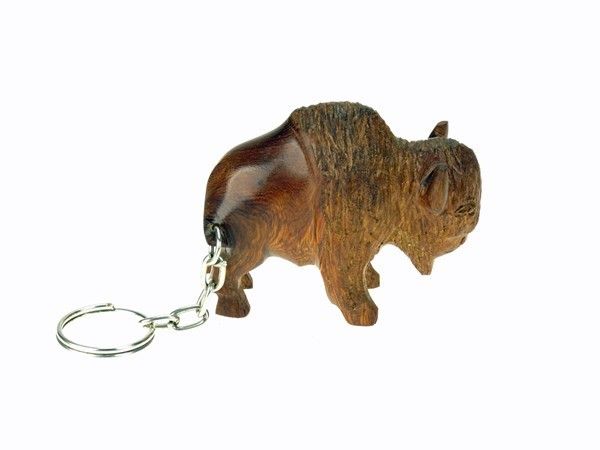 EarthView Ironwood Carved Buffalo Keychain