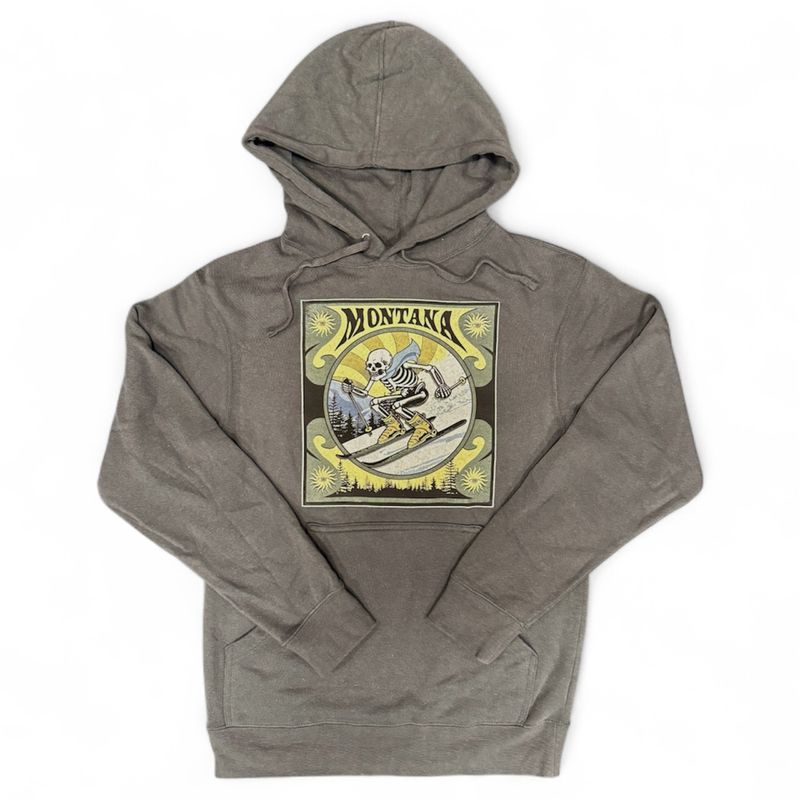 Undead Skeleton Skiing Black Hoodie