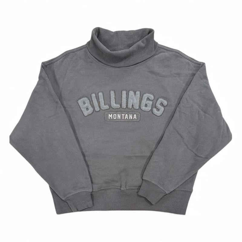 Women&#39;s Oversized Billings Montana Mock-Neck Pullover Sweatshirt