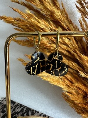 Small heart &amp; ring - Black &amp; Gold