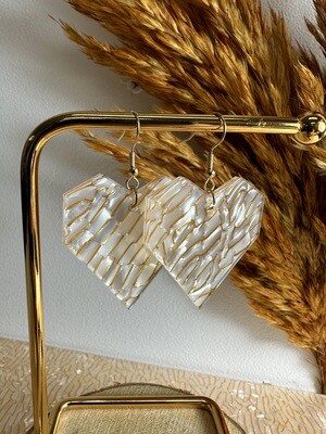 Squared heart - pearly white &amp; gold