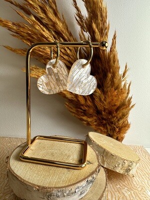 Big heart &amp; ring - Pearly white &amp; Gold