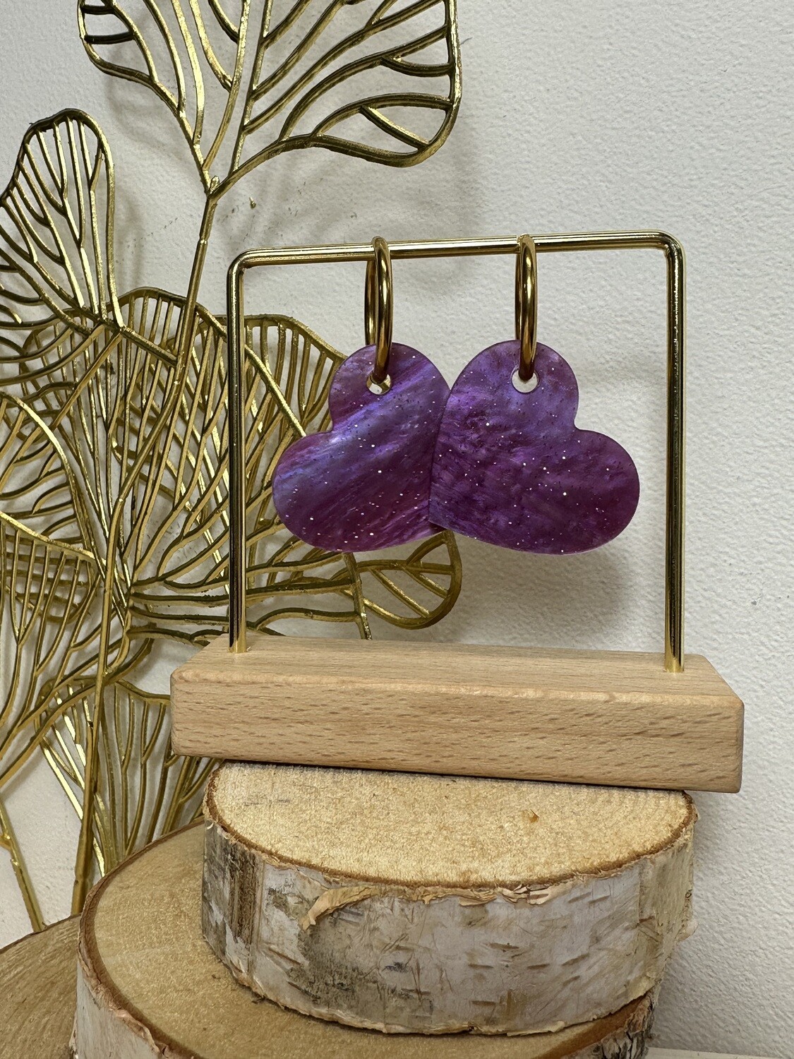 Small heart &amp; ring - Pearly Purple