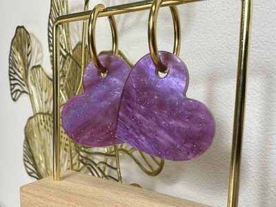 Big heart &amp; ring - Pearly Purple