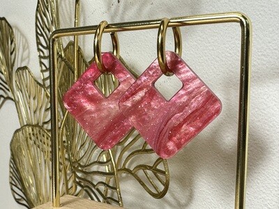 Square &amp; ring - Pearly Coral