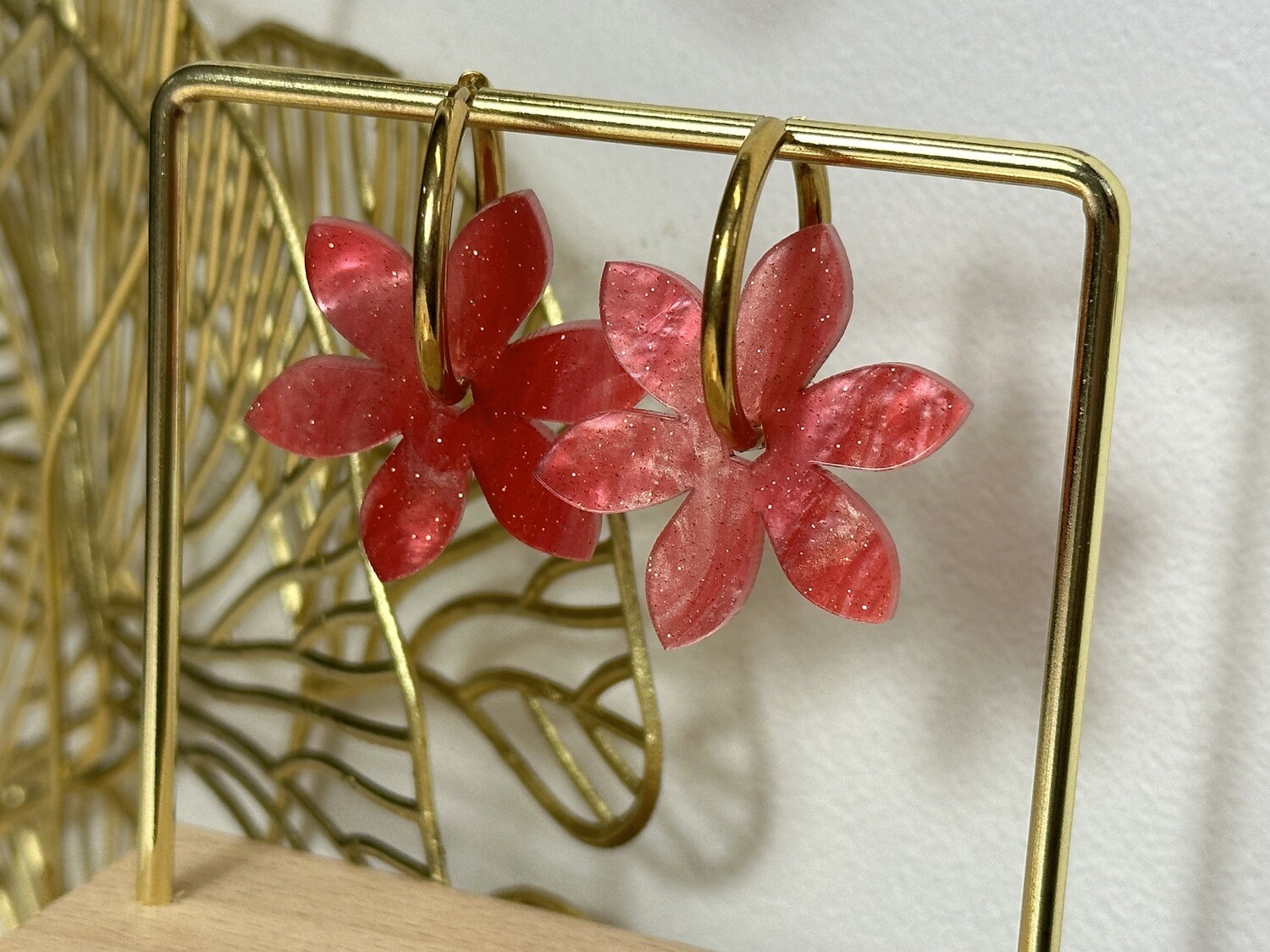 Flower &amp; ring - Pearly Coral