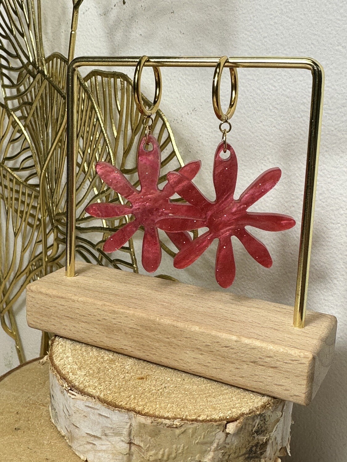Big flower &amp; ring - Pearly Coral