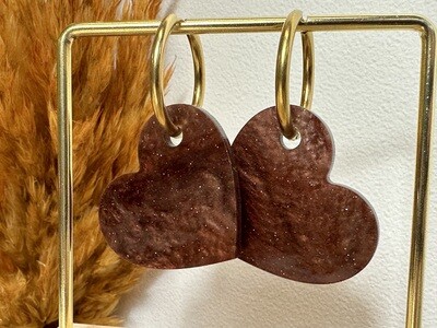 Big heart &amp; ring - Pearly Brown