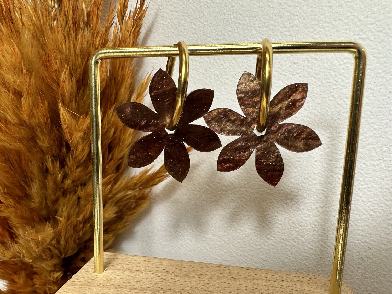 Flower &amp; ring - Pearly Brown