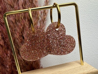 Big heart &amp; ring - Rose Golden Glitter