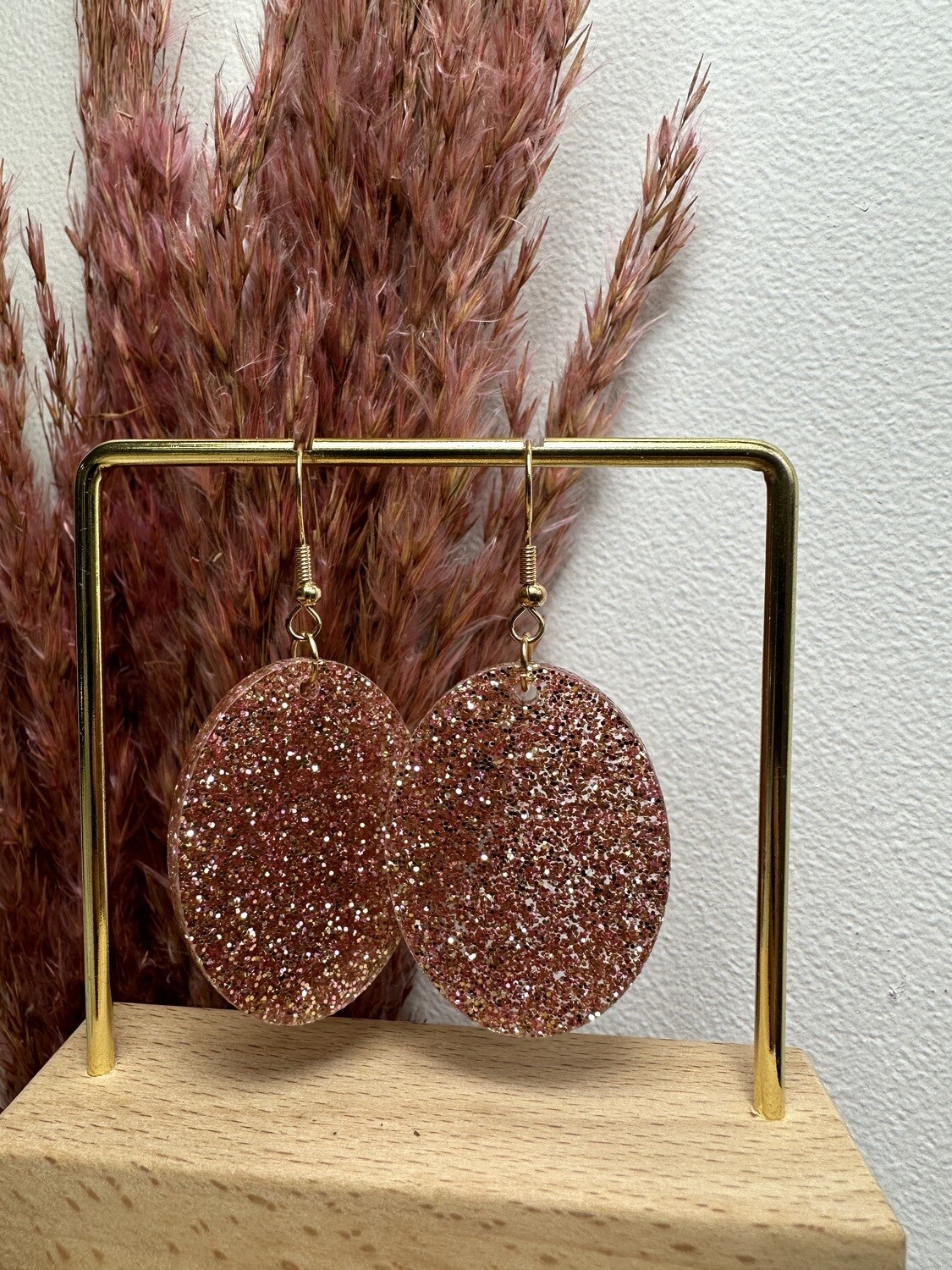 Oval - Rose Golden Glitter