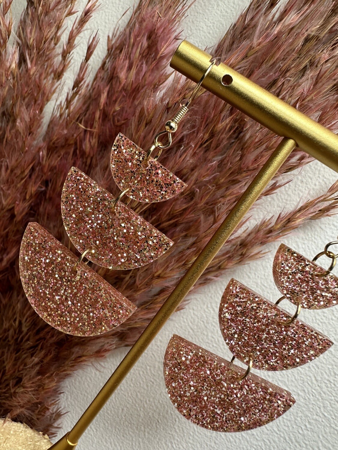 Half rounds - Rose Golden Glitter