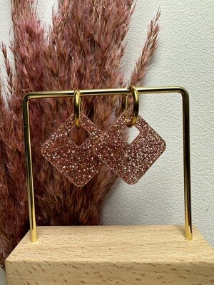 Square &amp; ring - Rose Golden Glitter