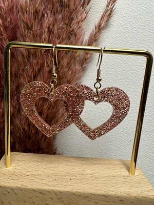 Open heart - Rose Golden Glitter